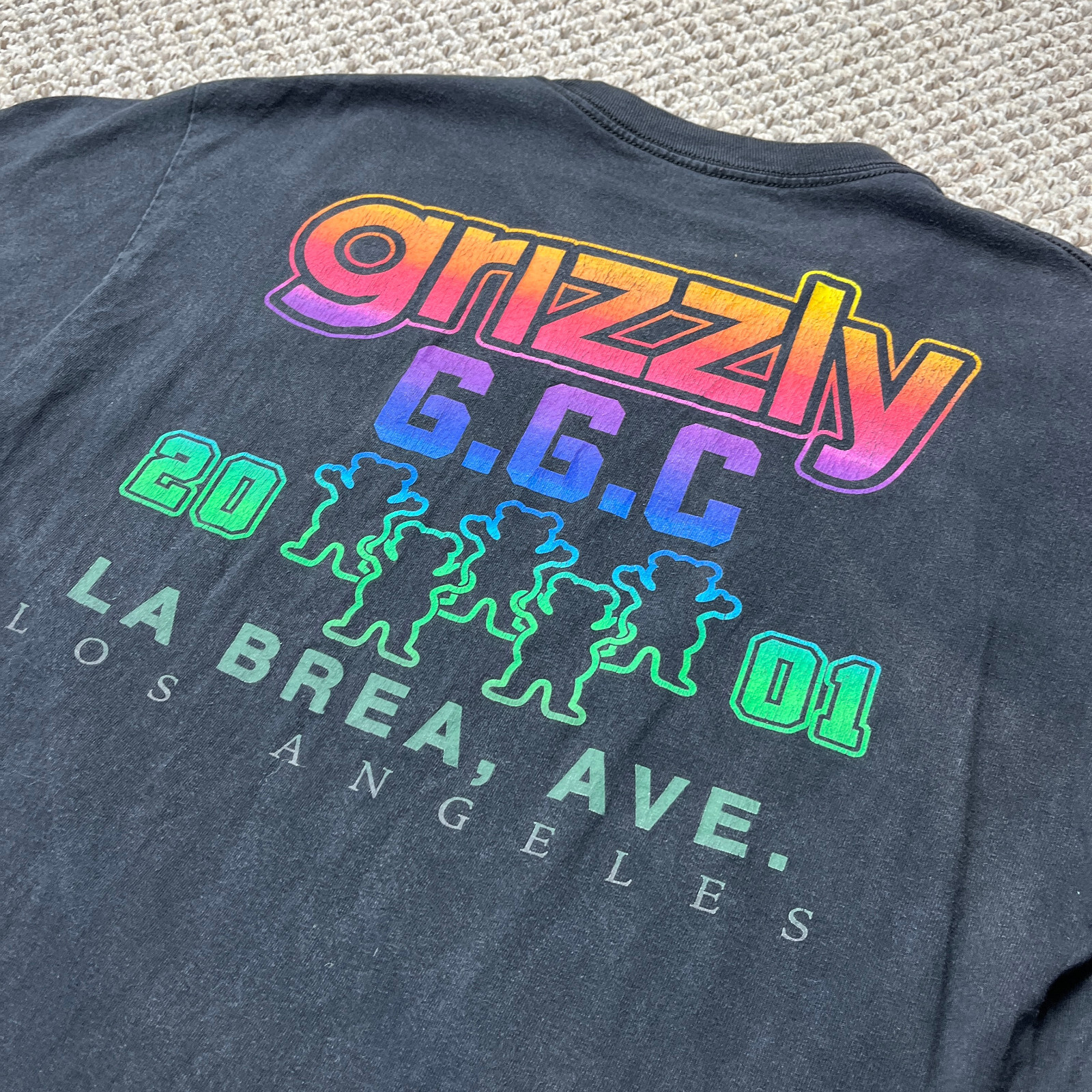 Camiseta Grizzly Skateboarding Negra Para Hombre M/L Negra La Brea Ave Los Angeles