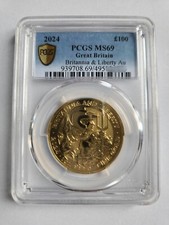 PCGS 2024 1oz 24k Gold UK Britannia and Liberty MS69 3372.68 per troy oz