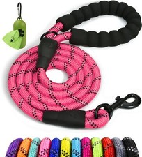 Rope Dog Leash 6 FT with Comfortable Padded Handle Highly Reflective Threads ...