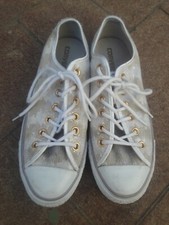 Converse Chuck Taylor All Star Gold Thread Clear Sequin Satin Low-tops Womens 8
