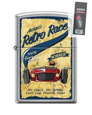 Zippo 207 RETRO RACING vintage guaranteed winner poster Lighter + FLINT PACK