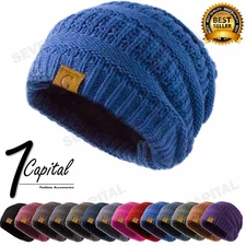 Bubble Knit Slouchy Baggy Beanie Oversize Winter Hat Ski Slouchy Cap Women Men
