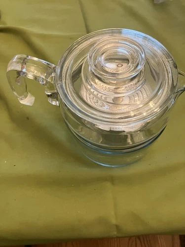 Vin. 9 Cup Glass Pyrex Flameware Coffee Pot Missing Top metal Strainer (Read)