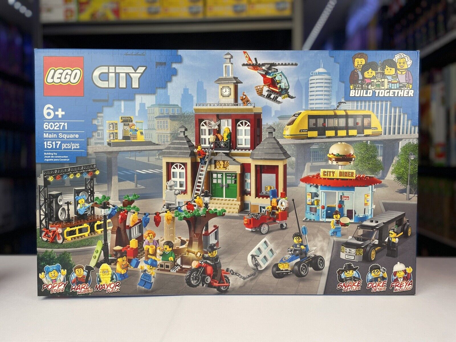 LEGO 60271 City Main Square, 1,517 Pcs, Train, Limo, Diner, Brand New & Sealed