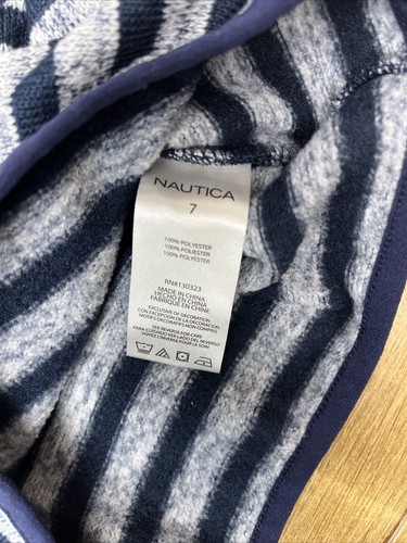 Boys Knitted Sweater Size 7 Nautical Blue Striped 1/4 Zip Loungewear Pullover - Picture 13 of 18