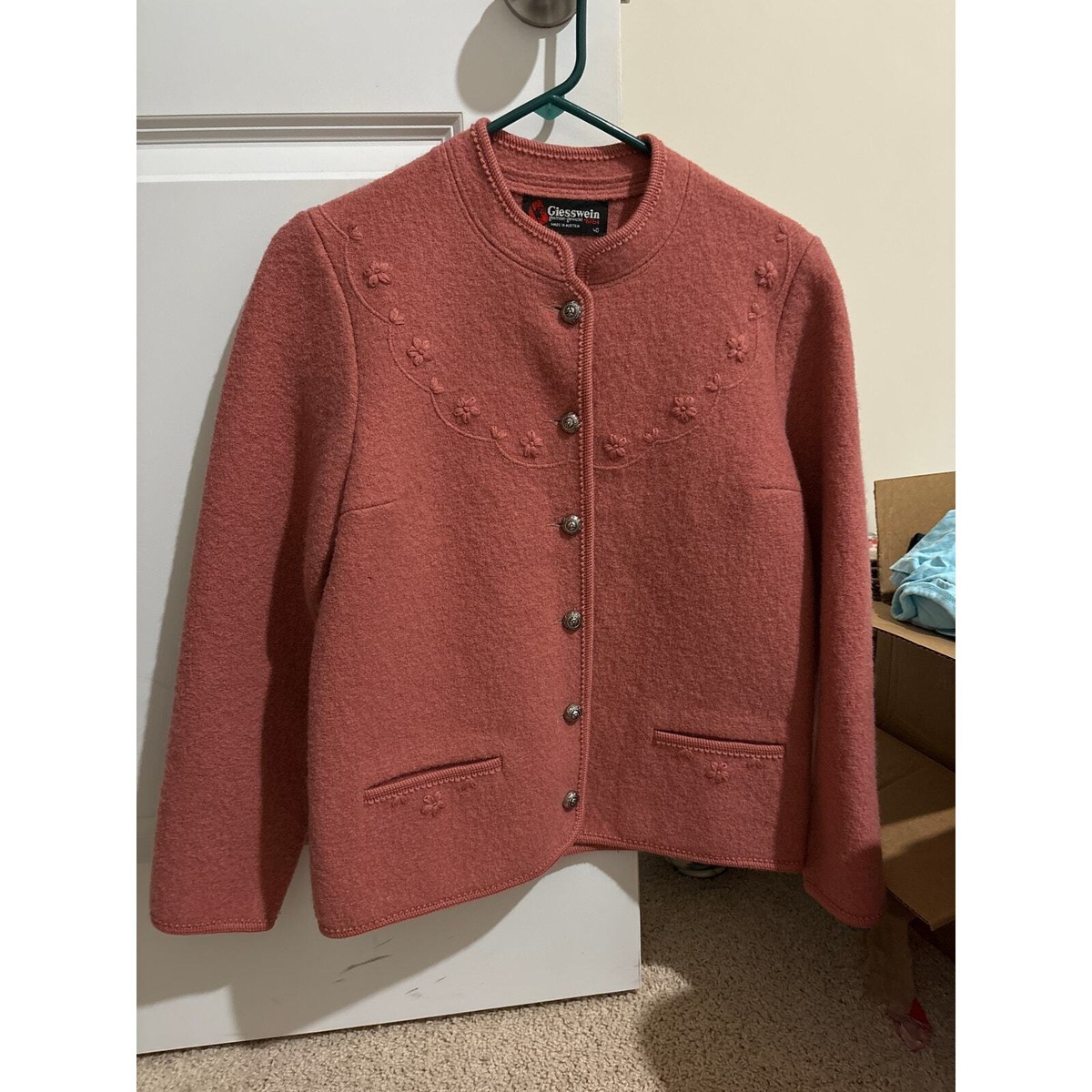 Giesswein Tirol mauve rose wool jacket blazer sz L 40 cardigan | eBay