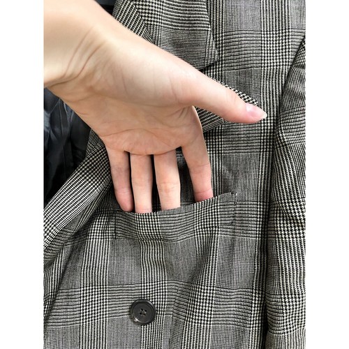 Ralph Lauren lila Etikett Wollblazer Houndstooth zweireihig Damen 8 - Bild 7 von 12