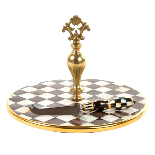 Mackenzie Childs Courtly Check Ceramic Cheese Course Charcuterie New - 第 3/8 張圖片