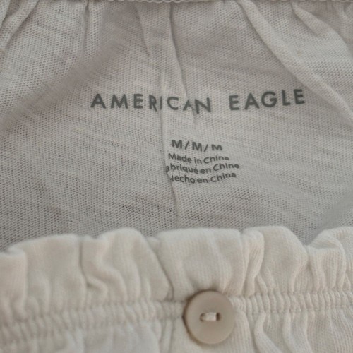 American Eagle Puff Sleeve Button-up Tee Cotton White Size Medium NWT - Picture 3 of 7