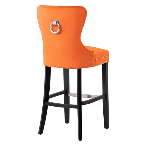 29" Tufted Velvet Bar Stool, Black - Picture 35 of 66