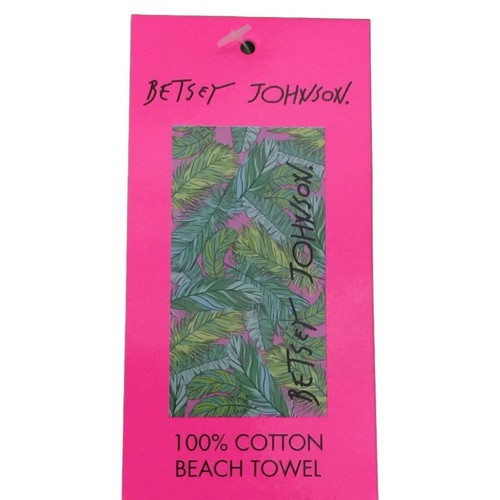 BETSEY JOHNSON Tropical Leaves Beach Towel 100% Cotton 35" x 66" - Picture 1 of 3