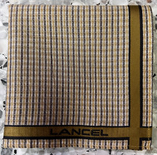 MAN HANDKERCHIEF COTTON ART POCKET SQUARE 18" CLASSIC GOLD BROWN STRIPED CHECKS
