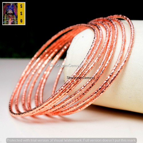 Juego de 7 brazaletes de cobre puro para mujer, brazalete de cobre macizo brillante brazalete de cobre - Imagen 2 de 8