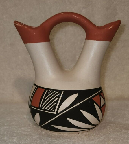 Acoma New Mexico indianische Keramik Hochzeit Vase signiert N. Victorino 5 1/4" - Bild 1 von 9