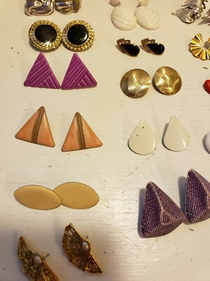 vintage jewelryえす Large Lot of 48 Pieces of Vintage 1980s Jewelry Earrings