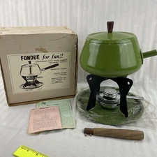 Vintage Fred Roberts Fondue For Fun Avocado Green Original Box New