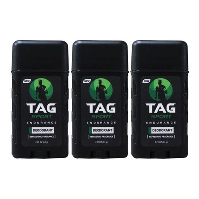 Tag Sport Endurance Deodorant Stick, 2.25oz (Pack of 3)