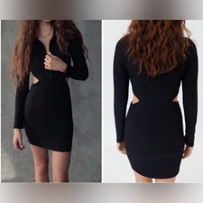 Woman’s Urban Outfitters Ribbed Black Cut-Out Dress Size XSmall