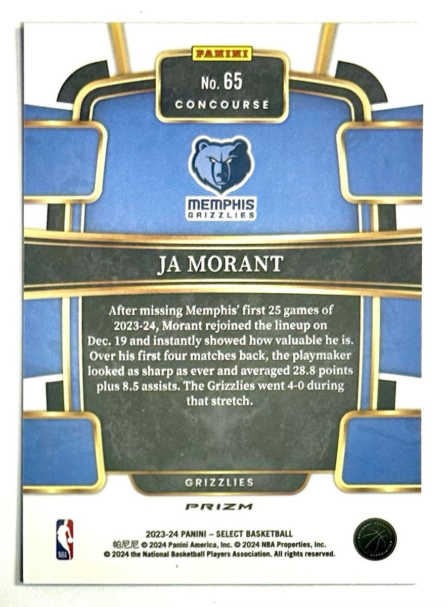 2023-24 Select Ja Morant Blue Cracked Ice Prizm Refractor SP #65