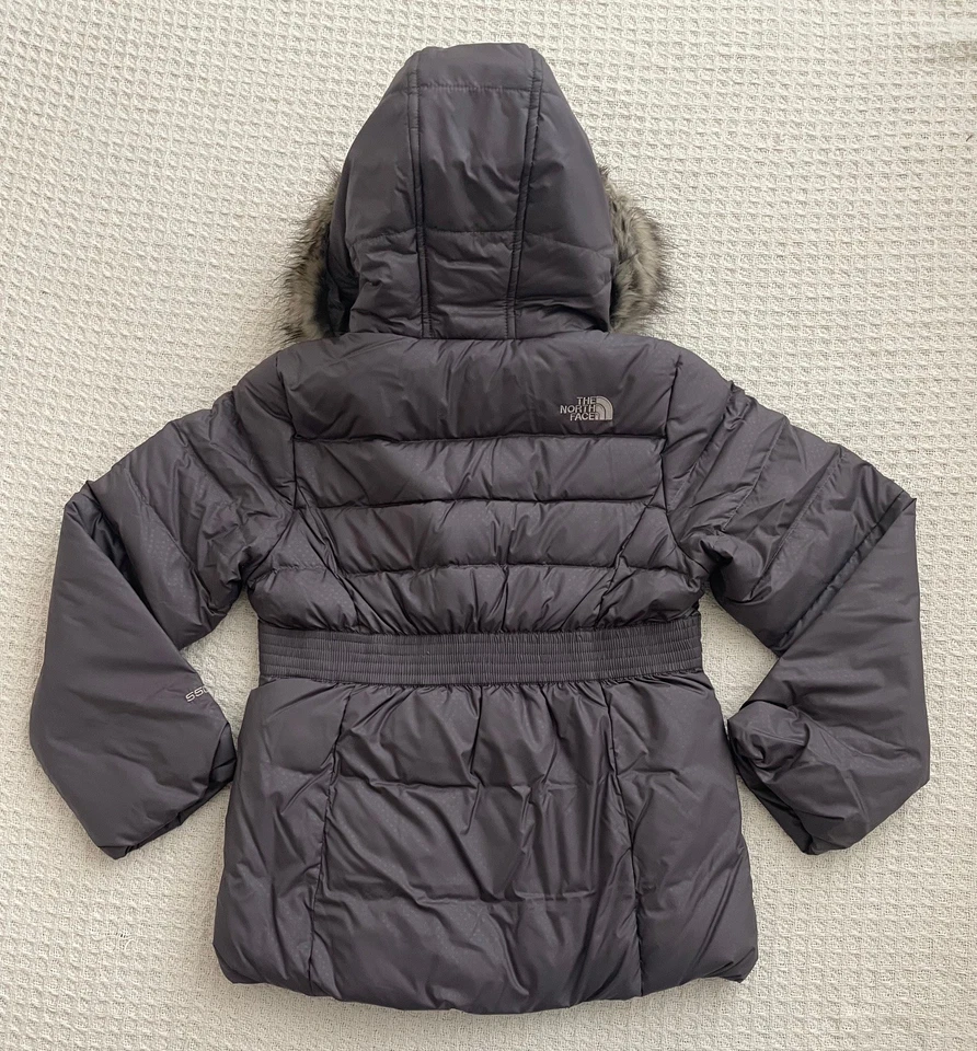 The North Face Girl Gotham 2.0 Down Puffer Jacket Hoodie Fur - Grey - M (10/12) - Image 4 of 4