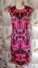 Ted Baker Anta Linear Purple Jewel Midi Bodycon Dress Size 2 UK 10 VGC