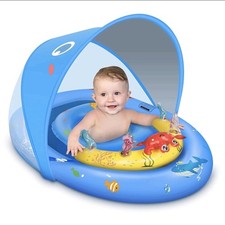Baby Swimming Float,Baby Pool Float with UPF50+ Sun Canopy,Inflatable Baby Swim