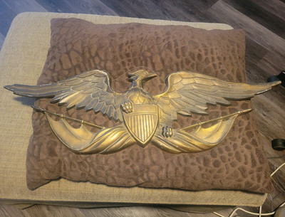 Vintage Sexton Metal Eagle Bird Wall Plaque with Shield and Wings Spread