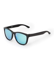 Black Textured Frame Light Blue Mirror Unisex UV Protection Sunglasses