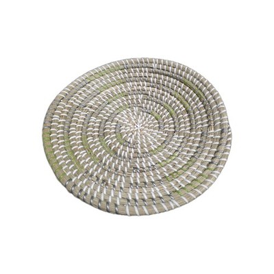Sea Grass Round Woven Wall Hanging Basket Plate 13  Teal Green & Natural New 