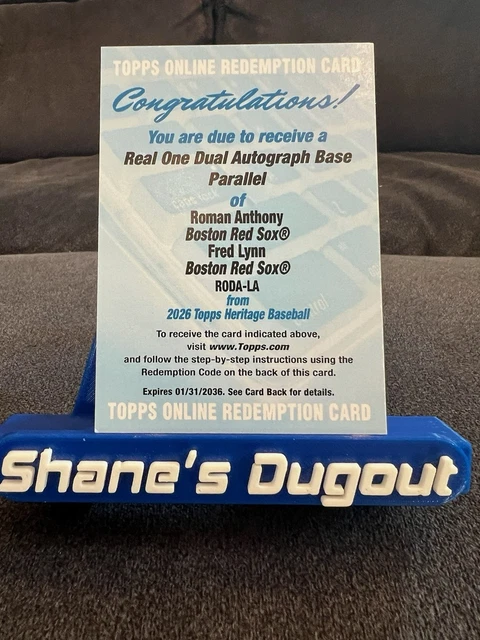 2026 Topps Heritage Roman Anthony Fred Lynn Dual Real One Auto Redemption