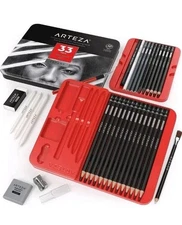 ARTEZA Drawing Set of 33 Artist Sketching Pencila and Tools