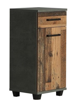 Beistellkommode 1-trg VERIS von Forte Beton dunkelgrau / Old-Wood Vintage by