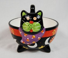 Vintage Spooky Figural Black Cat Trick or Tre...