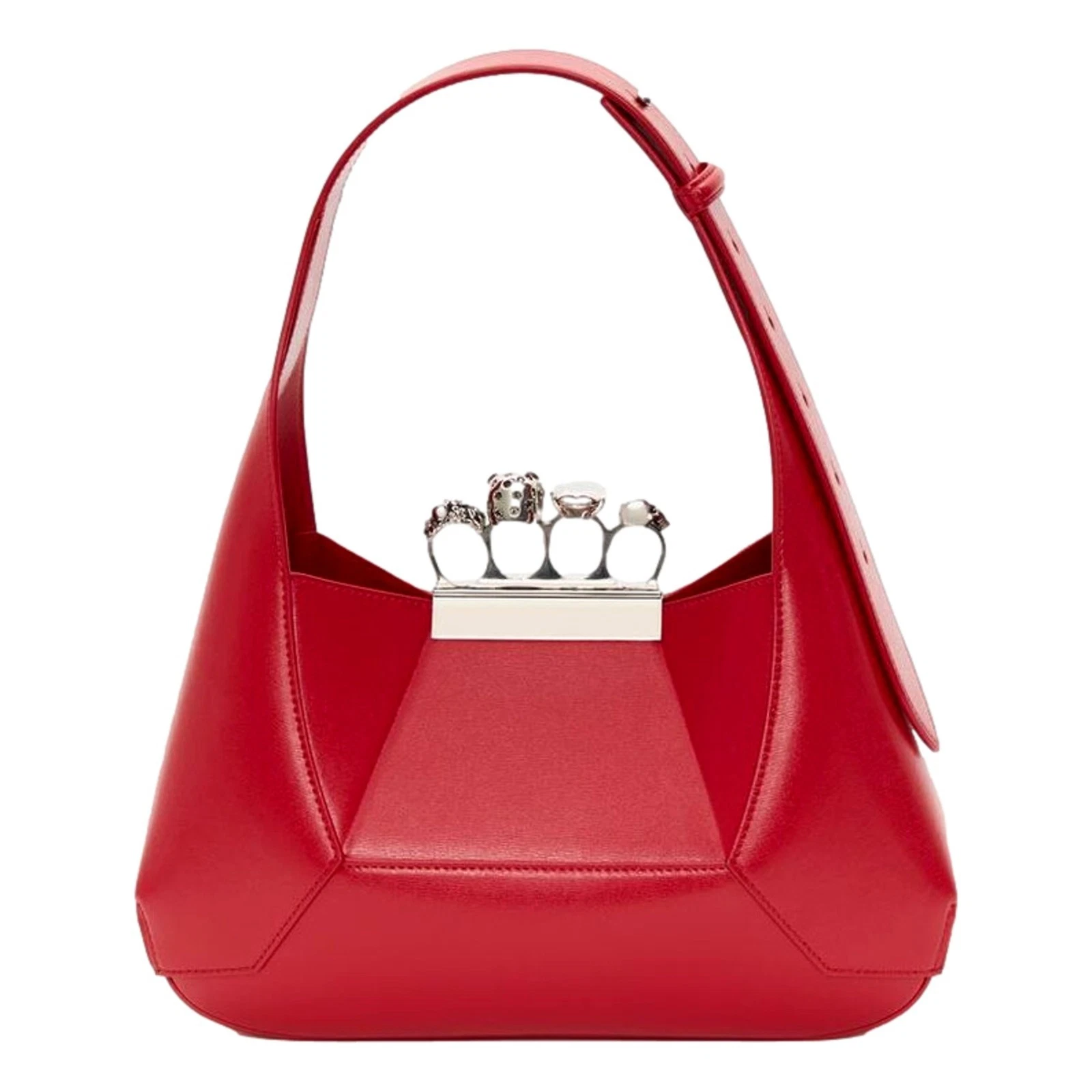 Alexander McQueen — Alexander McQueen Jewelled Hobo Red Leather Knuckle Clasp Bag New