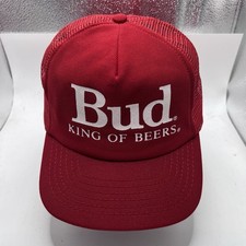 Vtg 80s Bud King Of Beers Hat Cap Snapback USA Made Embroidered Budweiser Cap