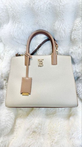 Burberry Shoulder Bag Handbag Leather Beige Dull Pink 2-Way