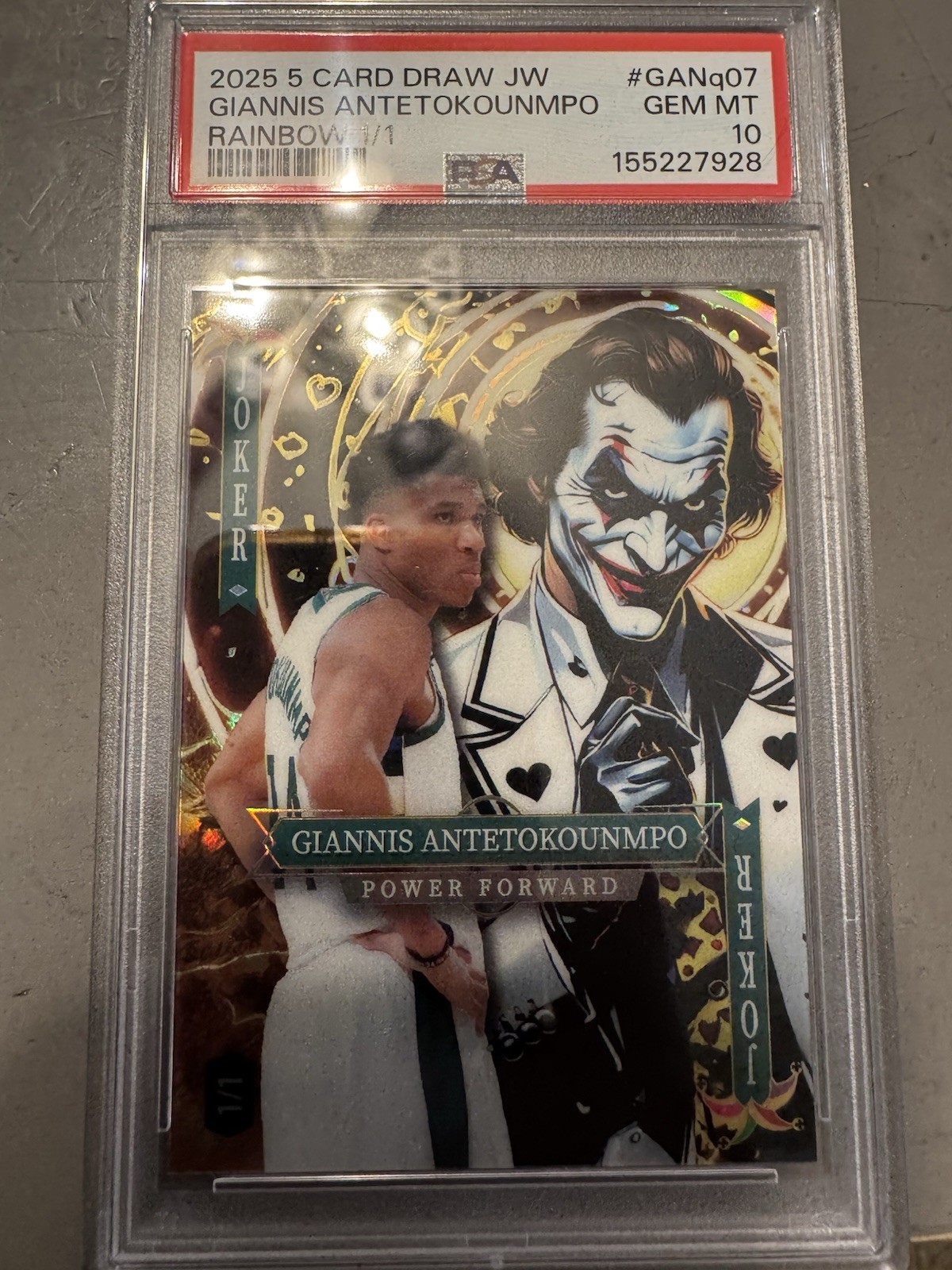 2025 5 Card Draw JW Giannis Antetokunmpo Rainbow 1/1 PSA 10
