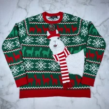 33 Degrees Womens Llama Mutli-color 3D Features Ugly Christmas Sweater US Size M