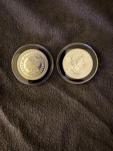 1 oz silver Coin And 1 oz Silver Maple Leaf. 2 Total Troy Oz’s Fine Silver.