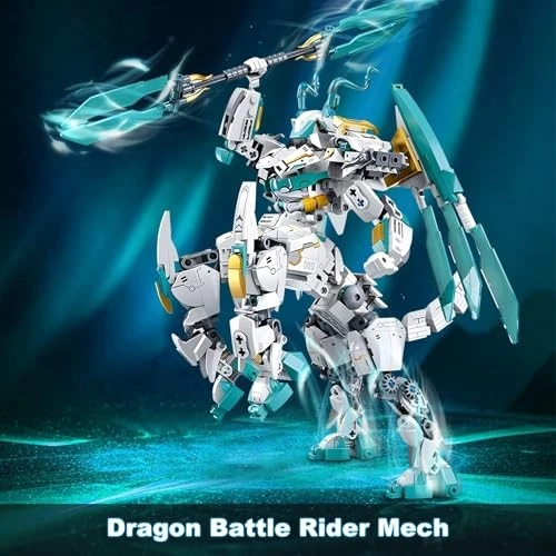 Dragon Transforming Mech Building Blocks Set, 2 in 1 Warrior City Action White - Image 3 of 4