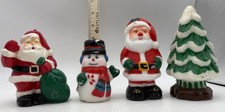 Vintage Christmas Figural Wax Candles Lot 4 Santa Snowman Tree Retro Decor