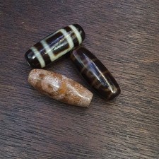Lot 3 perles dzi tibétaines népalaises agate bead noir agate tbl-3