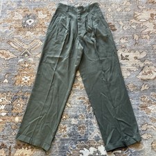 Vintage Ralph Lauren Country Women's Rayon Pleated Trousers Pants Sz 4 Green 90s