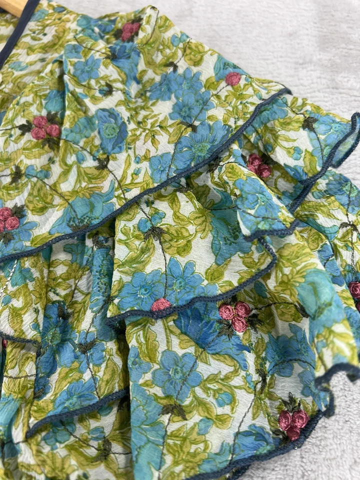 Vestido Alannah Hill Para Mujer 8 Azul Verde FLORAL Seda Falda Boho Cottage-core Y2K Foto 4 de 4