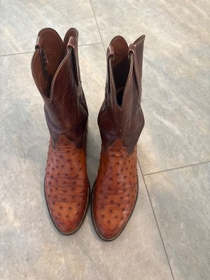 Vintage Lucchese Full Quill Ostrich Boots - size 9.5D - Cognac