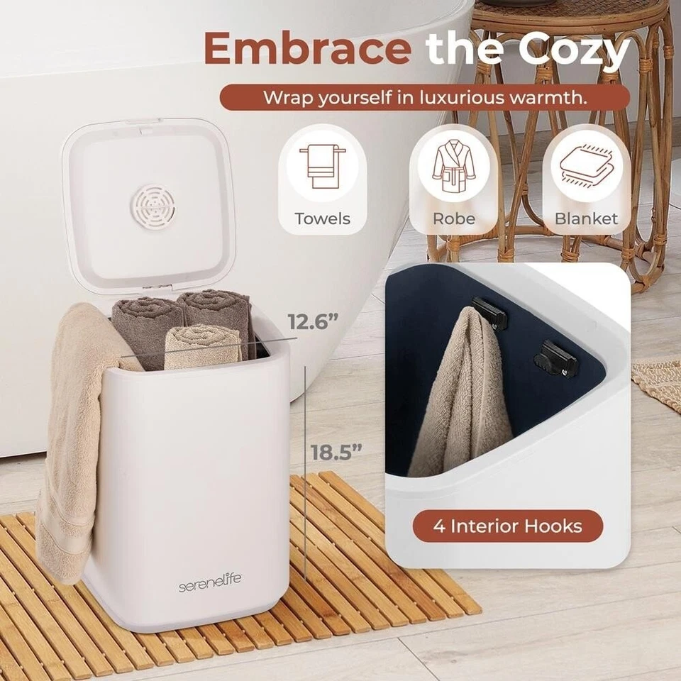 Cubo calentador de toallas SereneLife - Calentador de toallas caliente de 23 L de capacidad con función de temporizador Foto 2 de 4