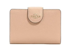 COACH Medium Leather Corner Zip Wallet in Taupe, Style No. 6390
