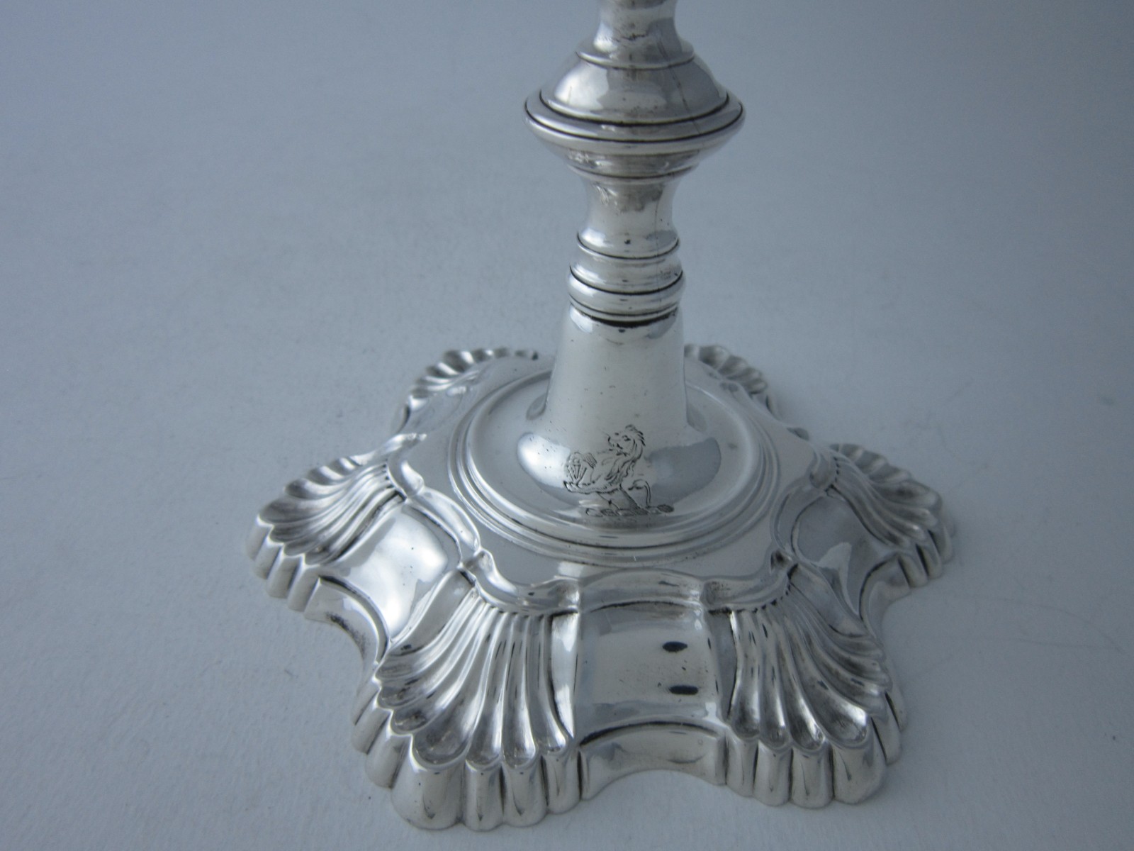 Antique George III Sterling Silver Cast Candlesticks - 1760 by Ebenezer Coker