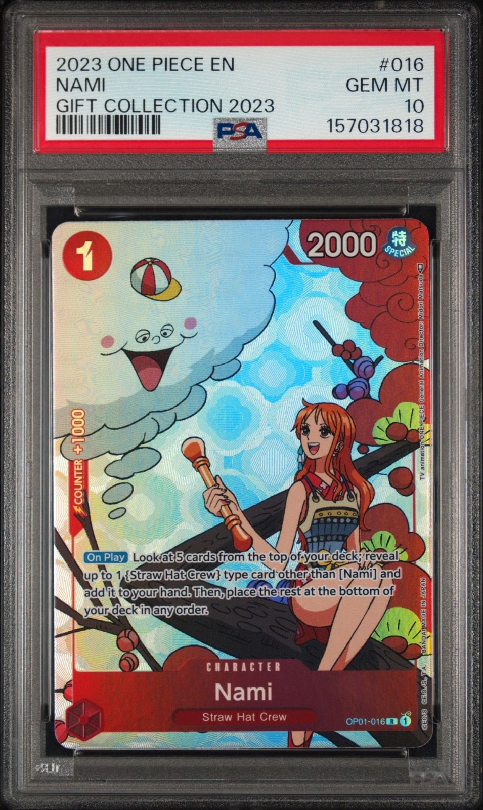 One Piece Nami Gift Coll OP01-016 PSA 10 Gem Mint