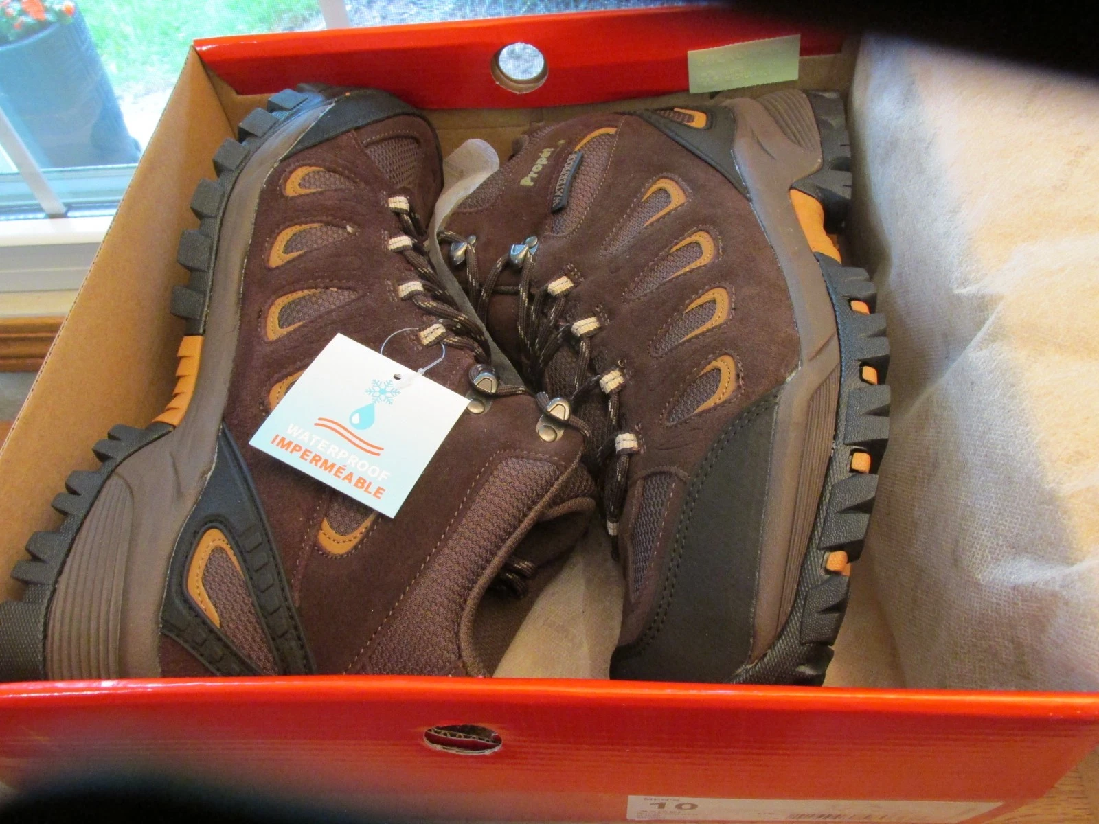 Propet Ridge Walker Mens 10 Wide XX(5E) Brown Waterproof Hiking Boots Shoes